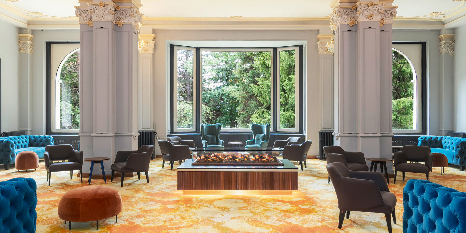 Hotel Reine Victoria Lounge mit offenem Kamin