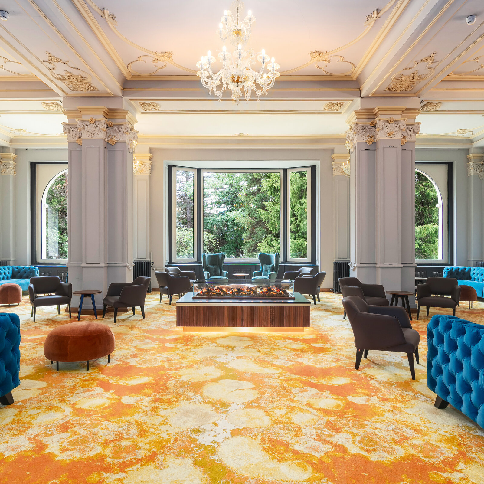 Hotel Reine Victoria Lounge mit offenem Kamin